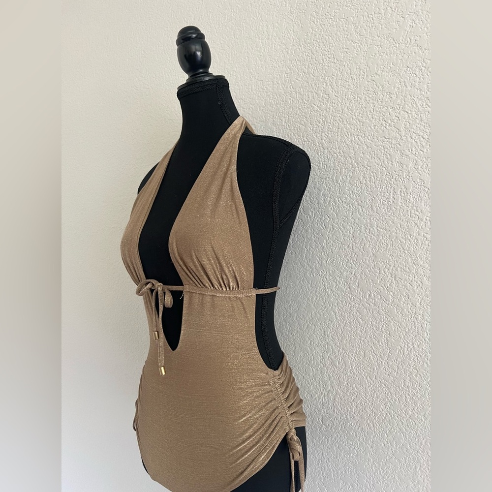 Gold Halter Sexy One-Piece Swimsuit by Everything but Water - Picture 8 of 11